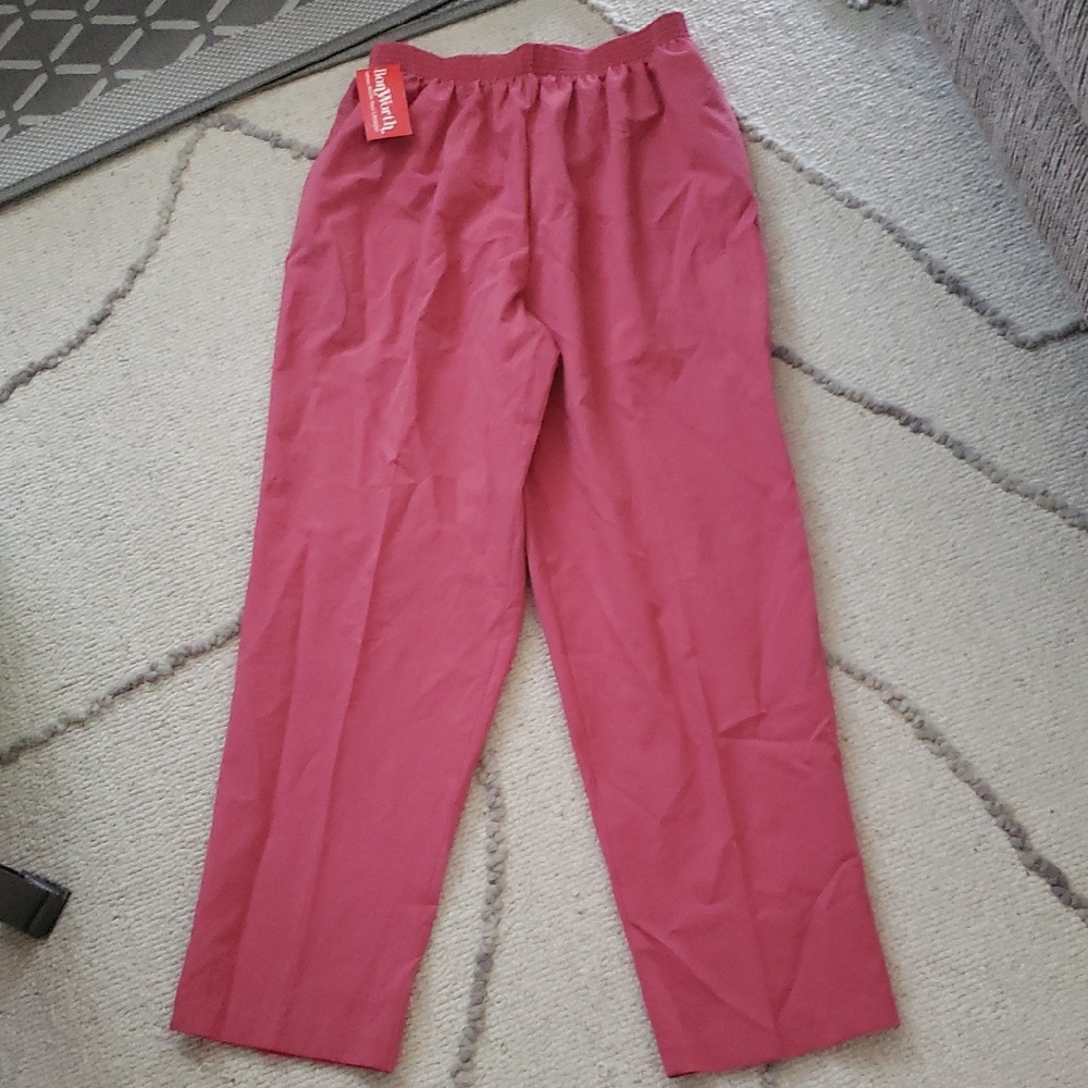 BonWorth Men's Elastic-Waist /Pink Chinos 100% Polyester.